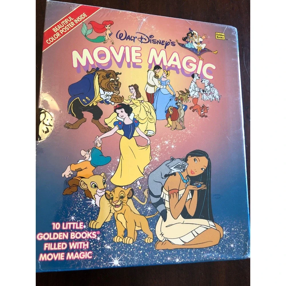 Vintage 90s Walt Disney Little Golden Books Boxed Set 10 Movie Magic Poster‎